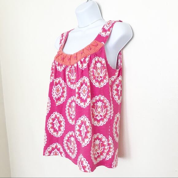 BODEN Zoey Orange & White Print Tank Top With Beaded Neckline, 8 (M) - Picture 4 of 9